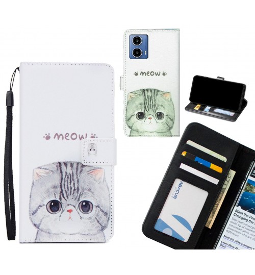 Moto G34 case 3 card leather wallet case printed ID