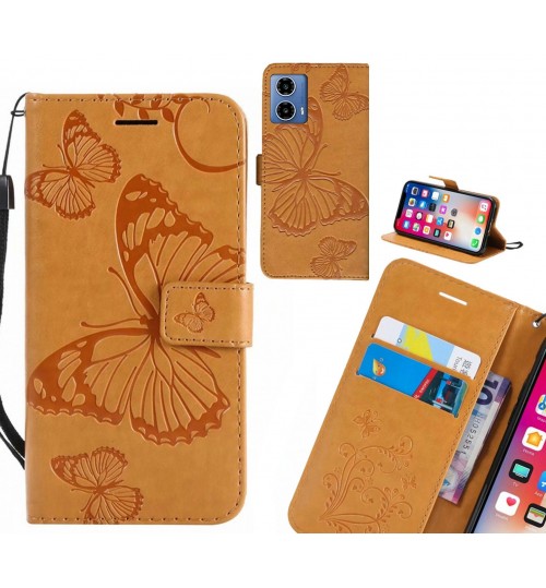 Moto G34 case Embossed Butterfly Wallet Leather Case