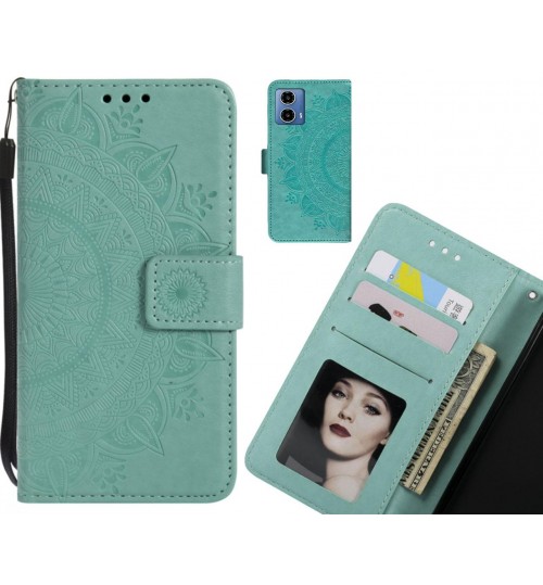 Moto G34 Case mandala embossed leather wallet case