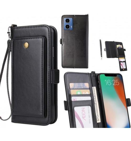 Moto G34 Case Retro Leather Wallet Case