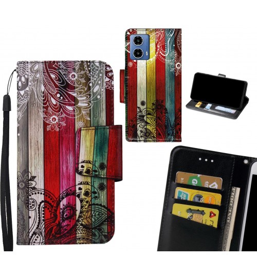 Moto G34 Case wallet fine leather case printed