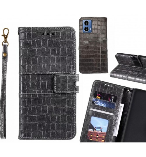 Moto G34 case croco wallet Leather case