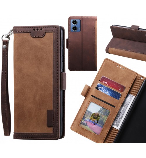 Moto G34 Case Wallet Denim Leather Case Cover