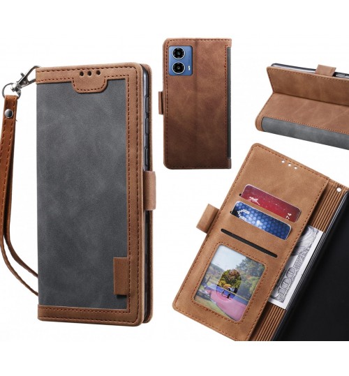 Moto G34 Case Wallet Denim Leather Case Cover