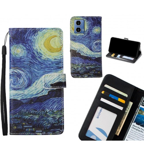 Moto G34 case leather wallet case van gogh painting