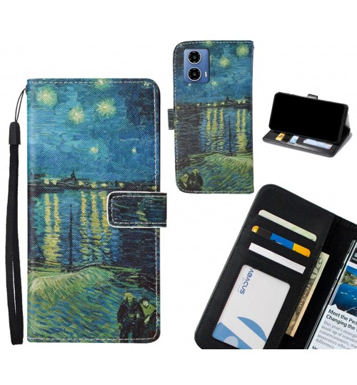 Moto G34 case leather wallet case van gogh painting