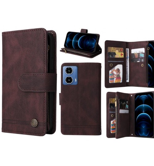 Moto G34 Case 9 Card Slots Wallet Denim Leather Case