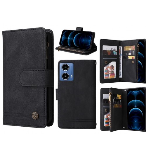 Moto G34 Case 9 Card Slots Wallet Denim Leather Case