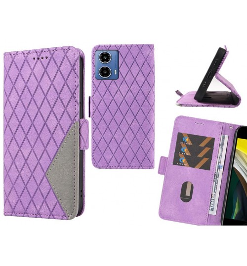 Moto G34 Case Grid Wallet Leather Case