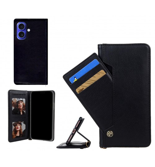 iPhone 16 case slim leather wallet case 4 cards 2 ID magnet