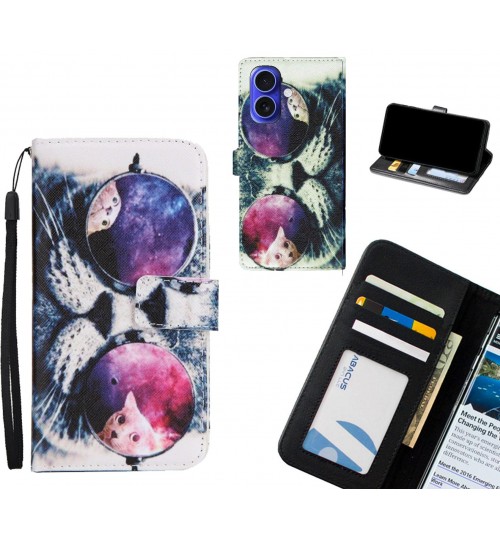 iPhone 16 Plus case 3 card leather wallet case printed ID