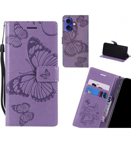 iPhone 16 case Embossed Butterfly Wallet Leather Case