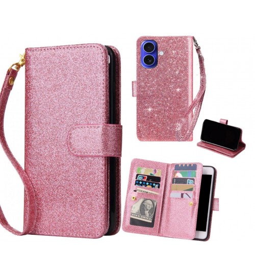 iPhone 16 Case Glaring Multifunction Wallet Leather Case