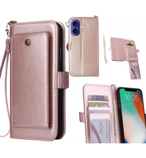 iPhone 16 Plus Case Retro Leather Wallet Case