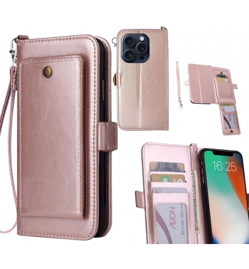 iPhone 16 Pro Case Retro Leather Wallet Case