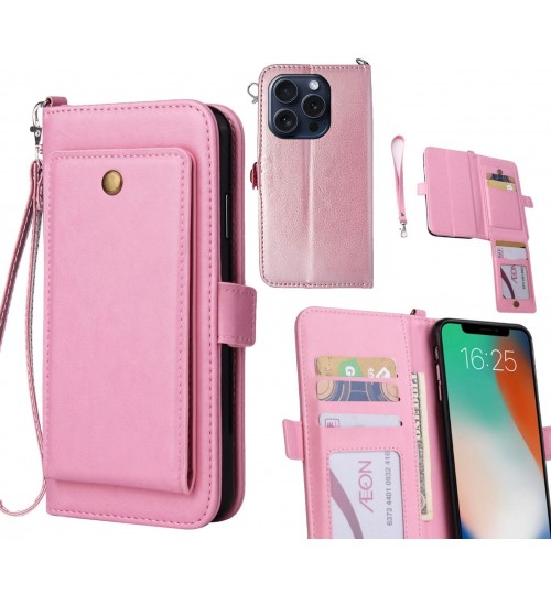 iPhone 16 Pro Case Retro Leather Wallet Case