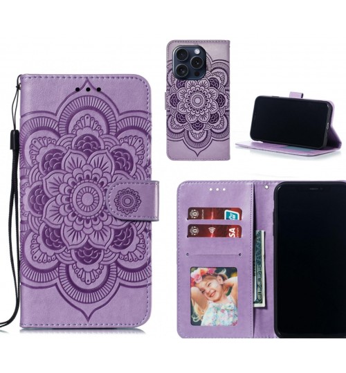 iPhone 16 Pro case leather wallet case embossed pattern