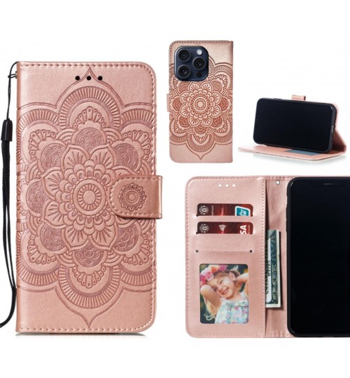 iPhone 16 Pro case leather wallet case embossed pattern