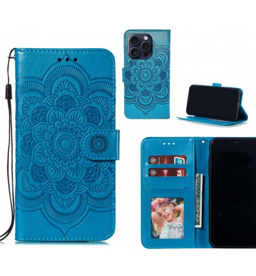 iPhone 16 Pro case leather wallet case embossed pattern