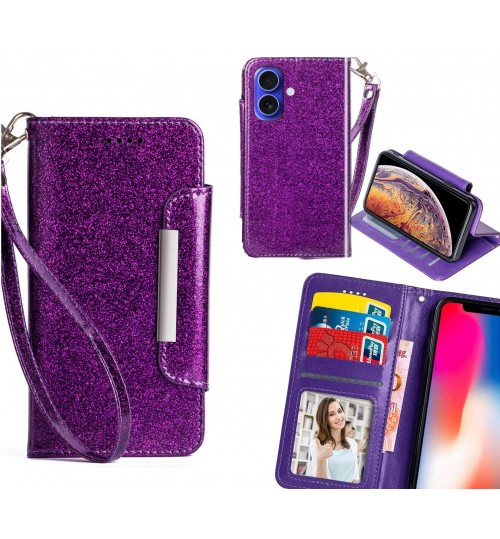 iPhone 16 Case Glitter wallet Case ID wide Magnetic Closure