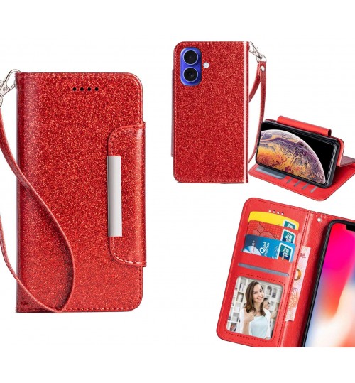 iPhone 16 Case Glitter wallet Case ID wide Magnetic Closure