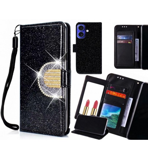 iPhone 16 Case Glaring Wallet Leather Case With Mirror