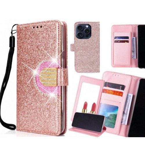 iPhone 16 Pro Case Glaring Wallet Leather Case With Mirror