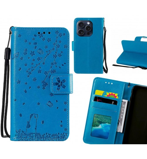 iPhone 16 Pro Case Embossed Wallet Leather Case