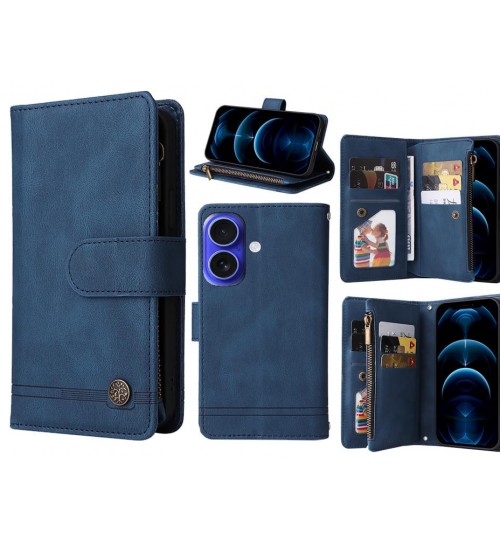 iPhone 16 Case 9 Card Slots Wallet Denim Leather Case