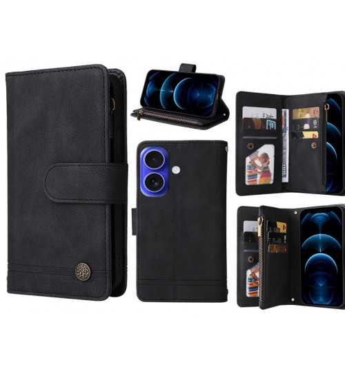 iPhone 16 Plus Case 9 Card Slots Wallet Denim Leather Case