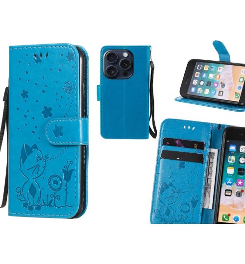 iPhone 16 Pro Case Embossed Wallet Leather Case