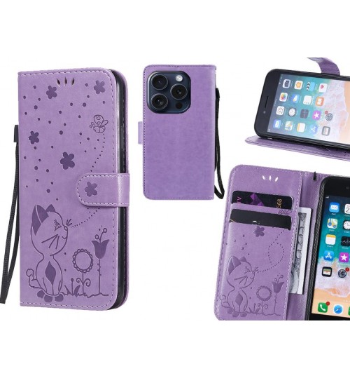 iPhone 16 Pro Case Embossed Wallet Leather Case