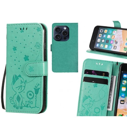 iPhone 16 Pro Case Embossed Wallet Leather Case