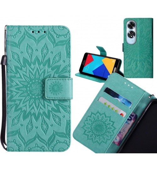 Oppo A60 Case Leather Wallet case embossed sunflower pattern