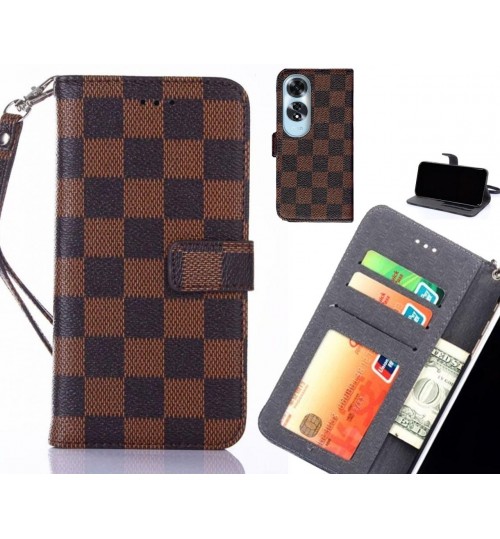 Oppo A60 Case Grid Wallet Leather Case