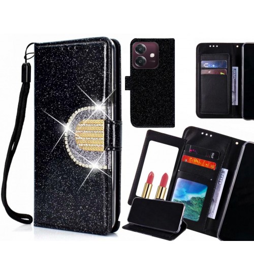 Oppo A3X Case Glaring Wallet Leather Case With Mirror