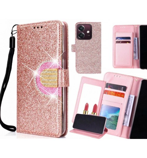 Oppo A3X Case Glaring Wallet Leather Case With Mirror