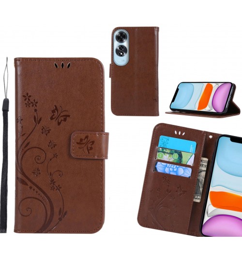 Oppo A60 Case Embossed Butterfly Wallet Leather Cover