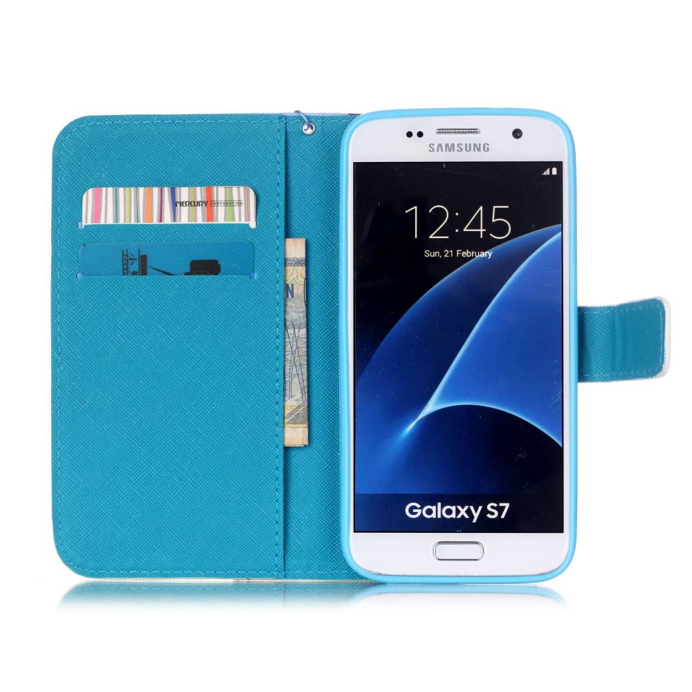 Galaxy S7 case wallet leather case printed