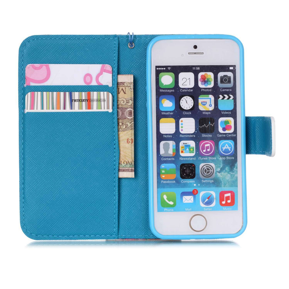 iPhone 5 5s SE case wallet leather case printed