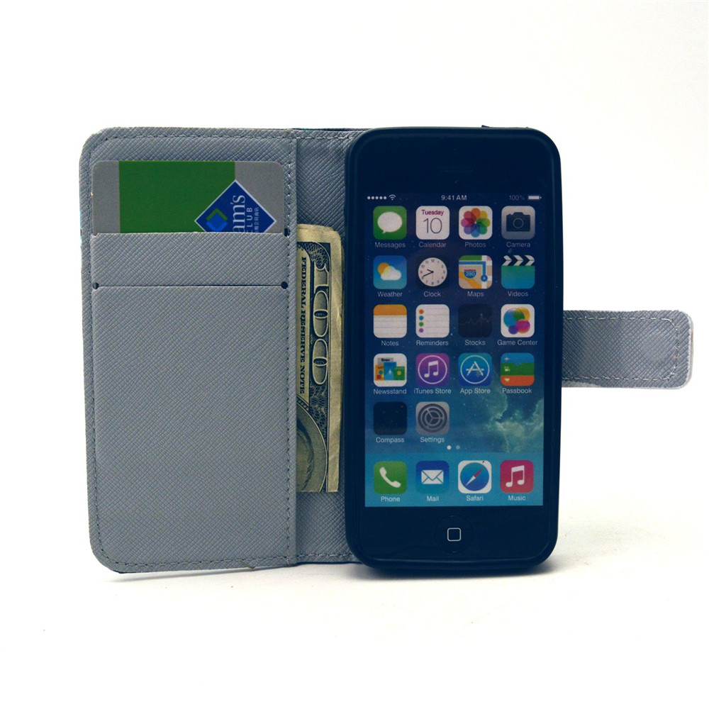 iPhone 5 5s SE case wallet leather case printed