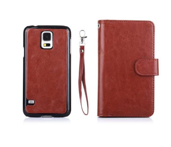 Galaxy S5 double wallet leather case detachable