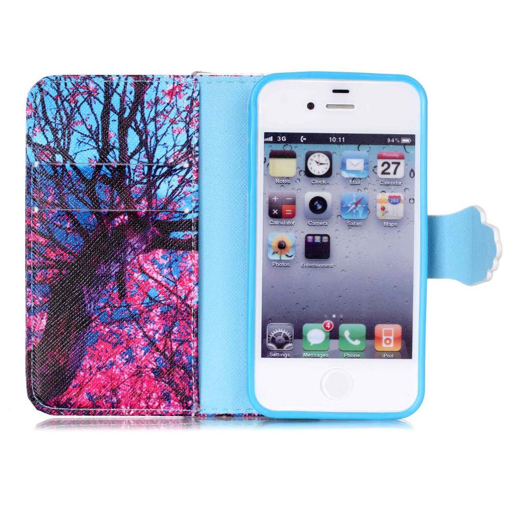 iPhone 4 4s case wallet leather case printed