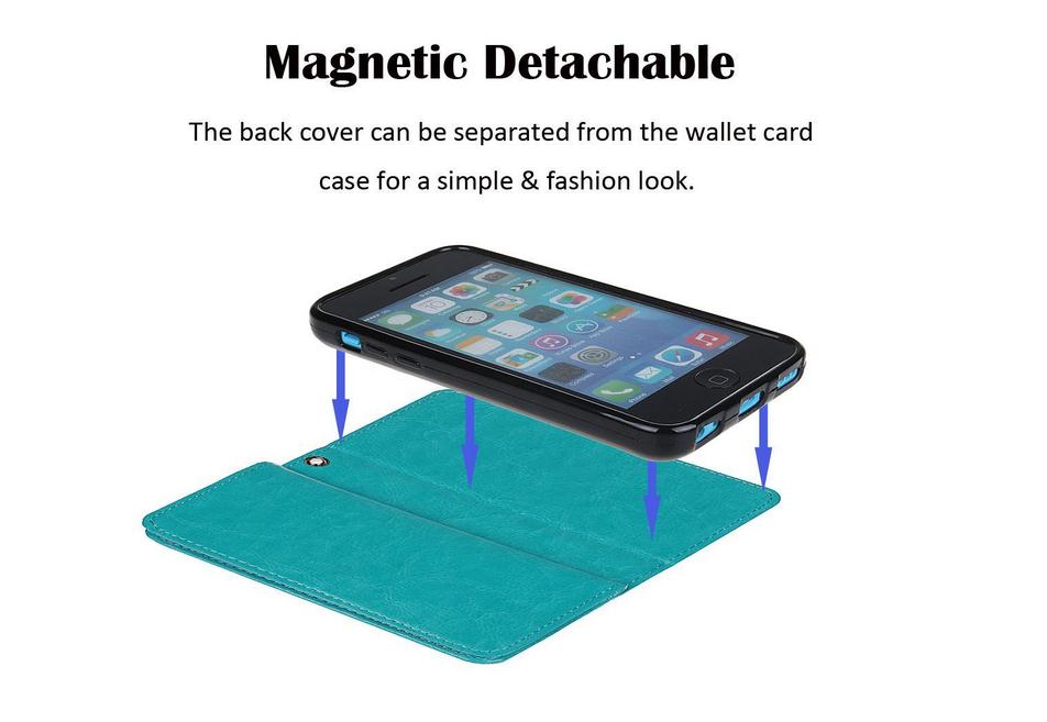 iPhone 5C detachable wallet leather case