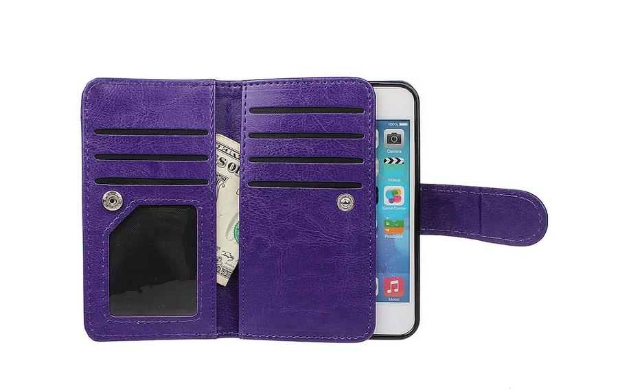 Iphone 5 5s se full wallet leather case detachable