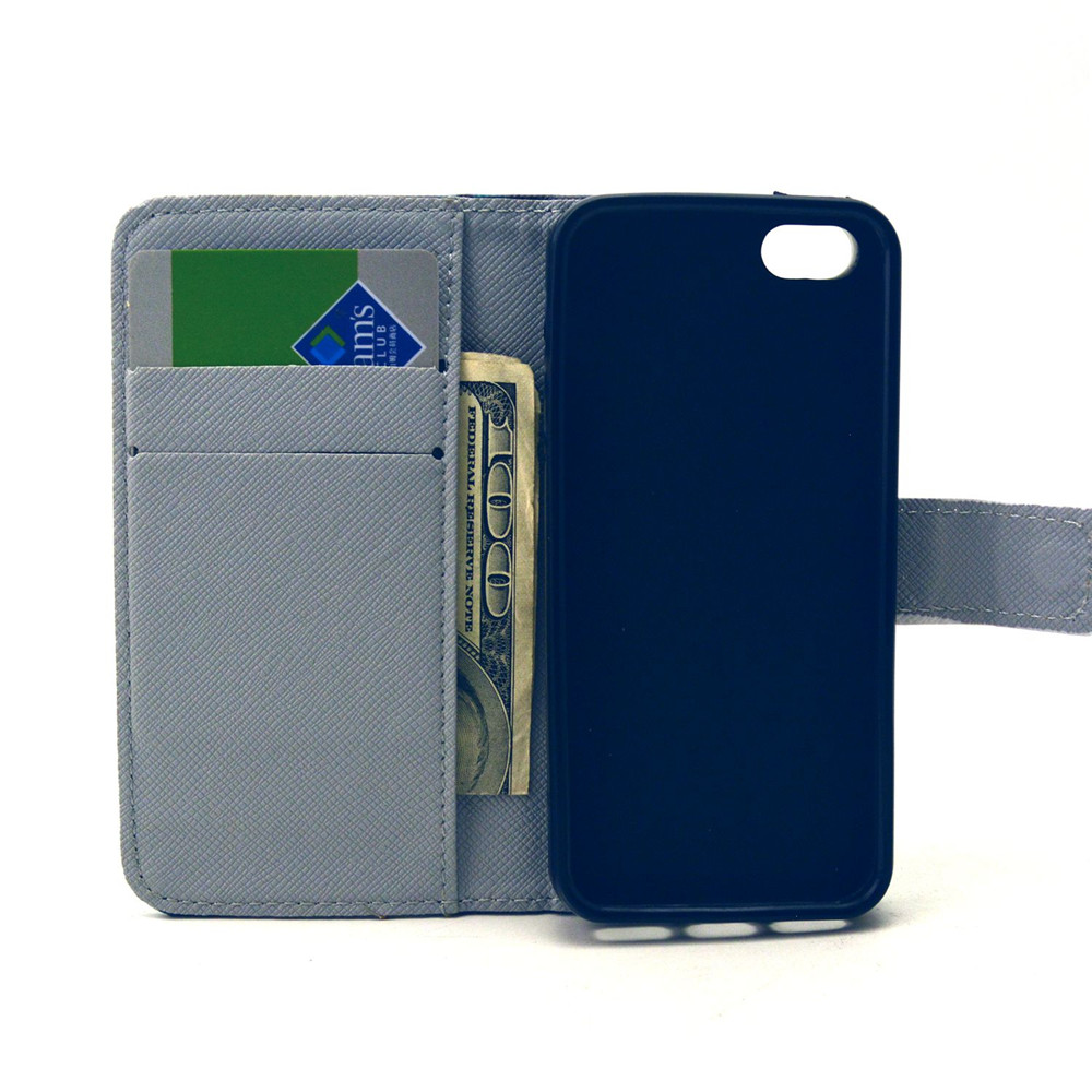 iPhone 5 5s SE case wallet leather case printed