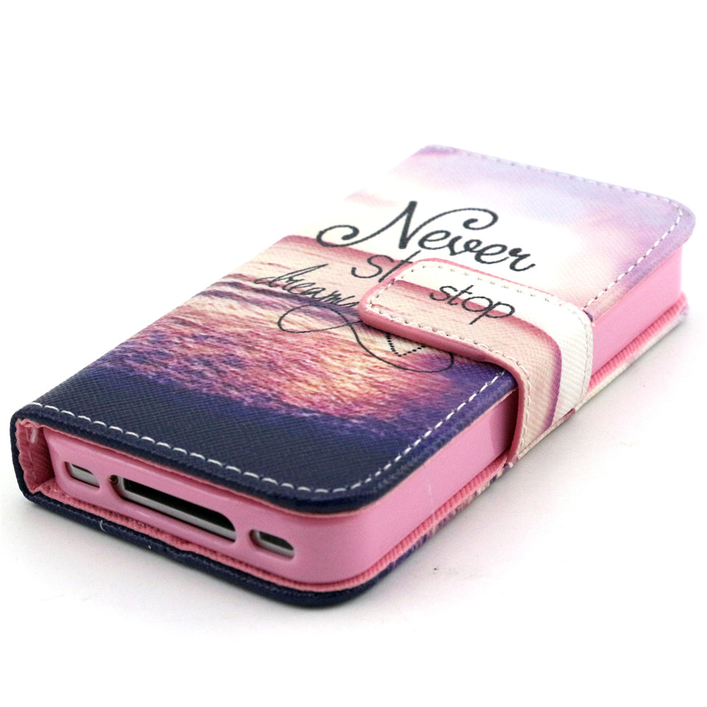 iPhone 4 4s case wallet leather case printed