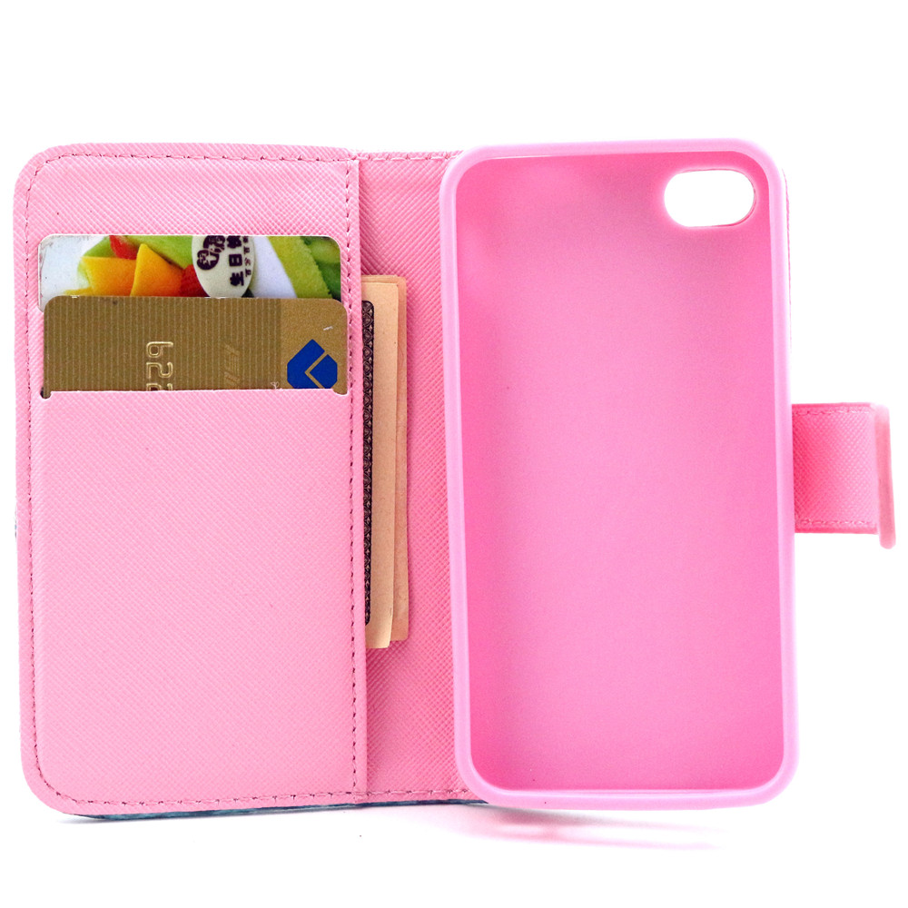 iPhone 4 4s case wallet leather case printed