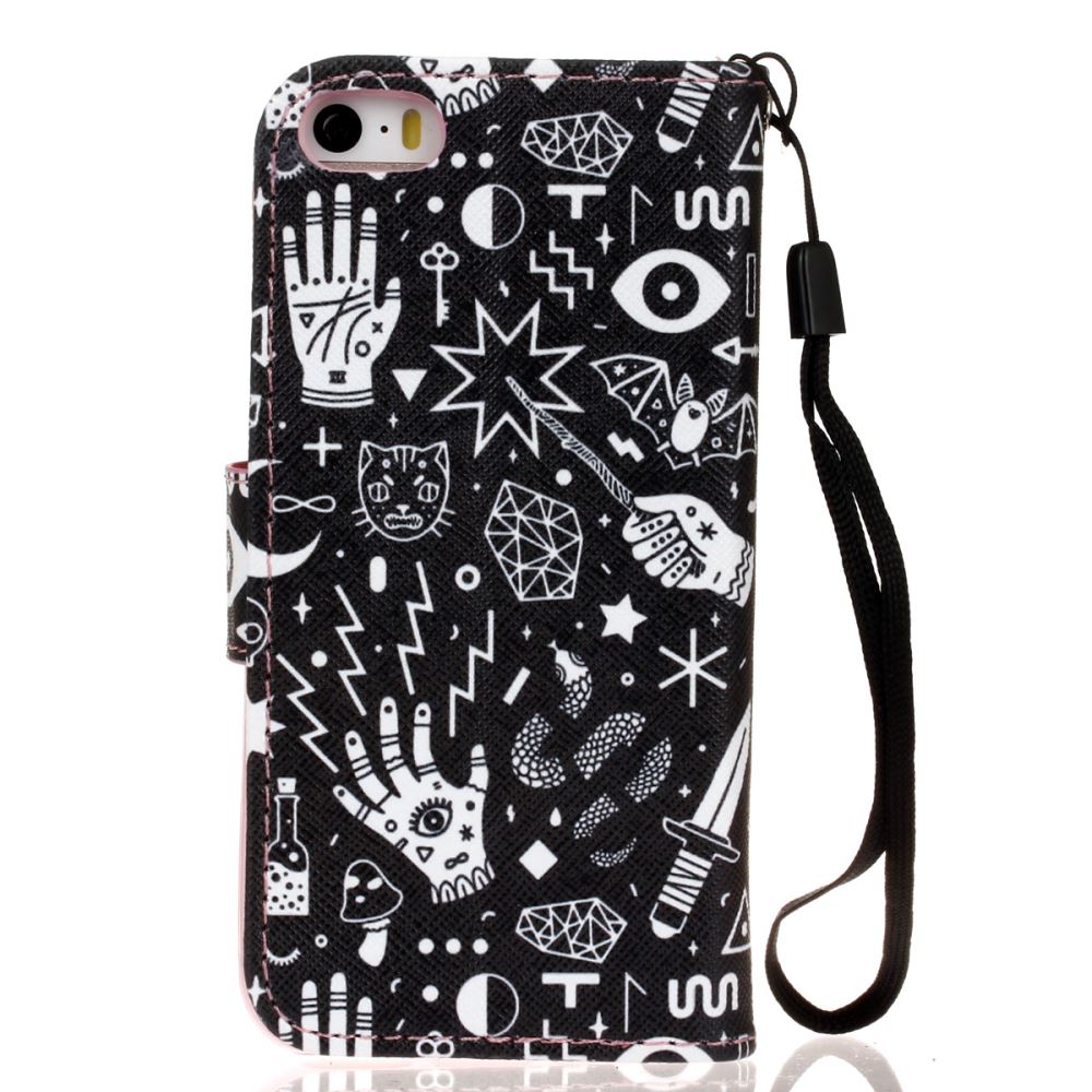 iPhone 5 5s SE case wallet leather case printed