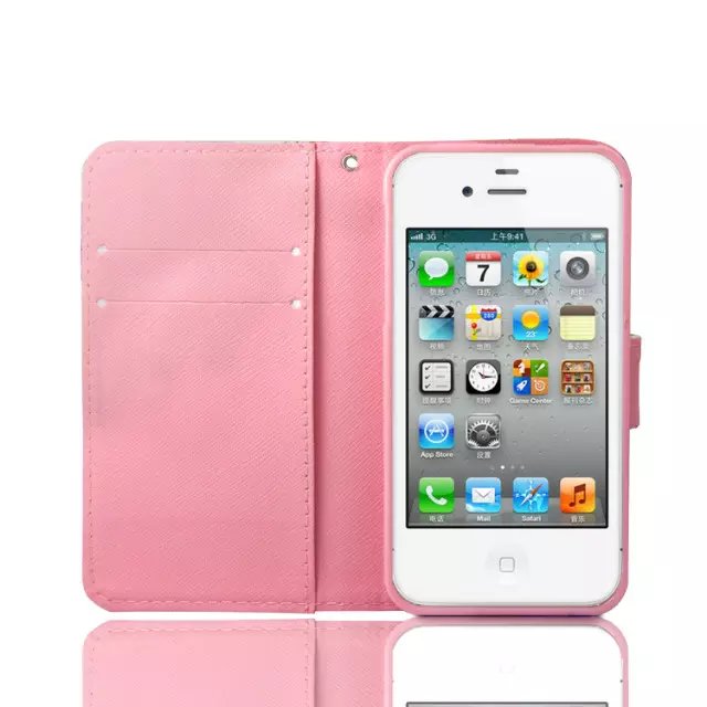 iPhone 4 4s case wallet leather case printed